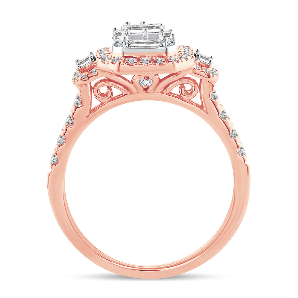 Romantic 14k Rose Gold Lab Diamond Engagement Ring 0.75Ct
