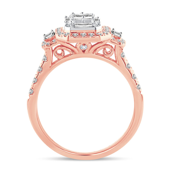 Romantic 14k Rose Gold Lab Diamond Engagement Ring 0.75Ct