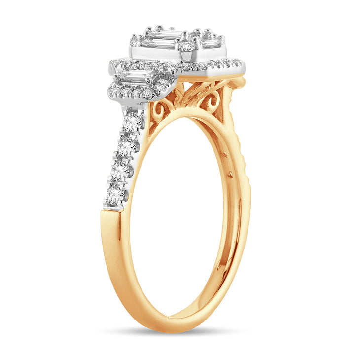 14k Yellow Gold 0.75Ct Lab Diamond Womens Engagement Ring