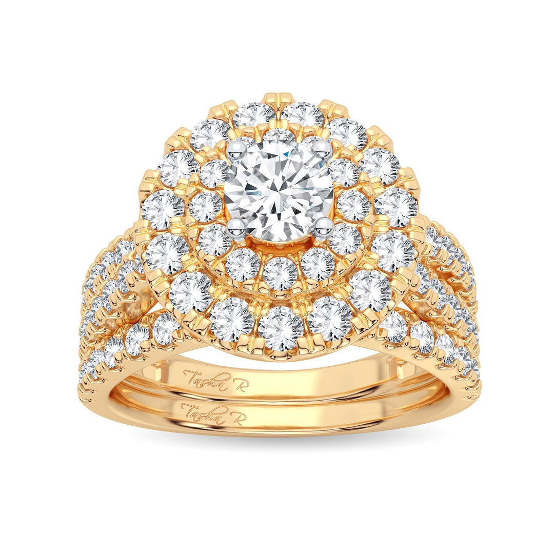 Brilliant 14K Yellow Gold 2CT Lab Diamond Bridal Ring