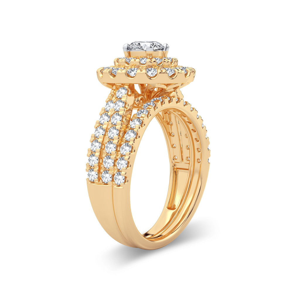Brilliant 14K Yellow Gold 2CT Lab Diamond Bridal Ring