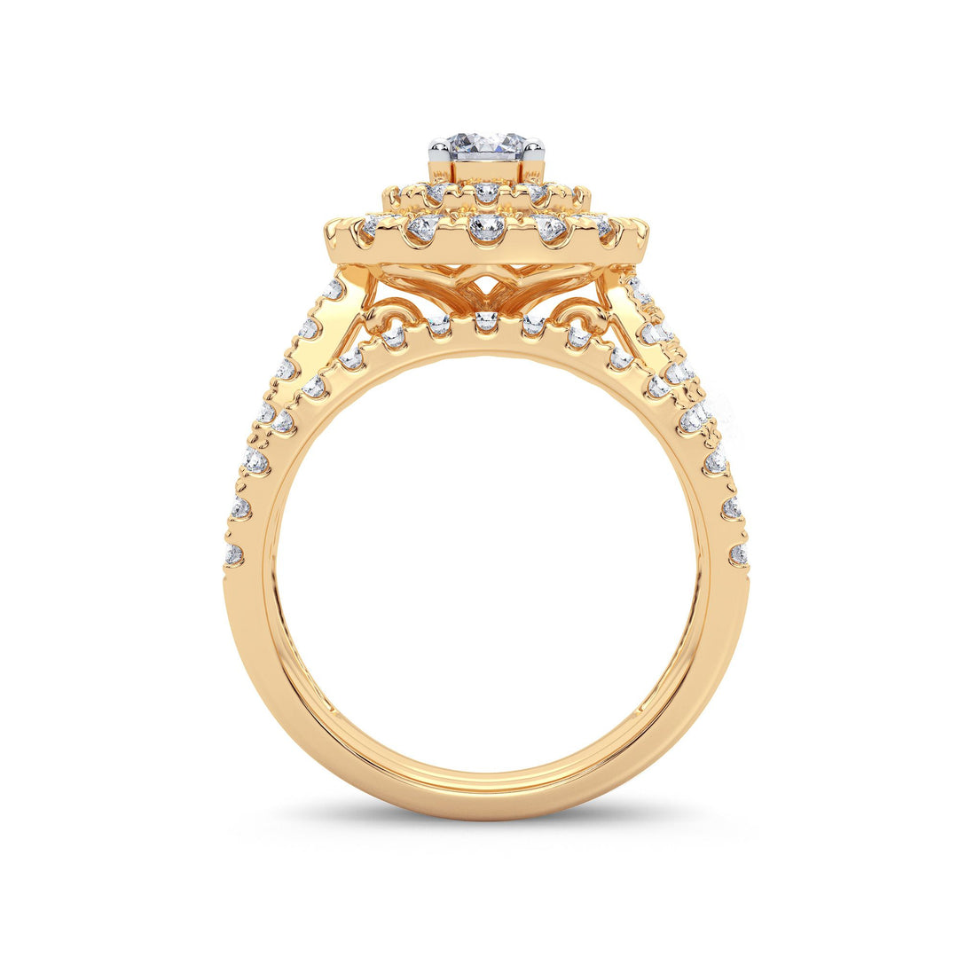 Brilliant 14K Yellow Gold 2CT Lab Diamond Bridal Ring