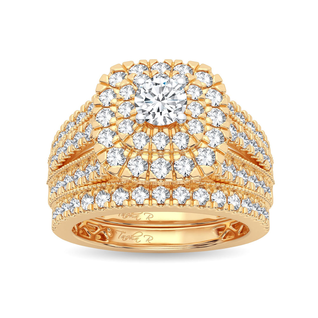 Brilliant 14K Yellow Gold 2CT Lab Diamond Bridal Ring