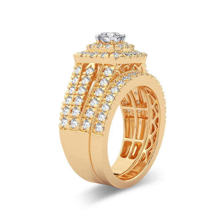 Brilliant 14K Yellow Gold 2CT Lab Diamond Bridal Ring