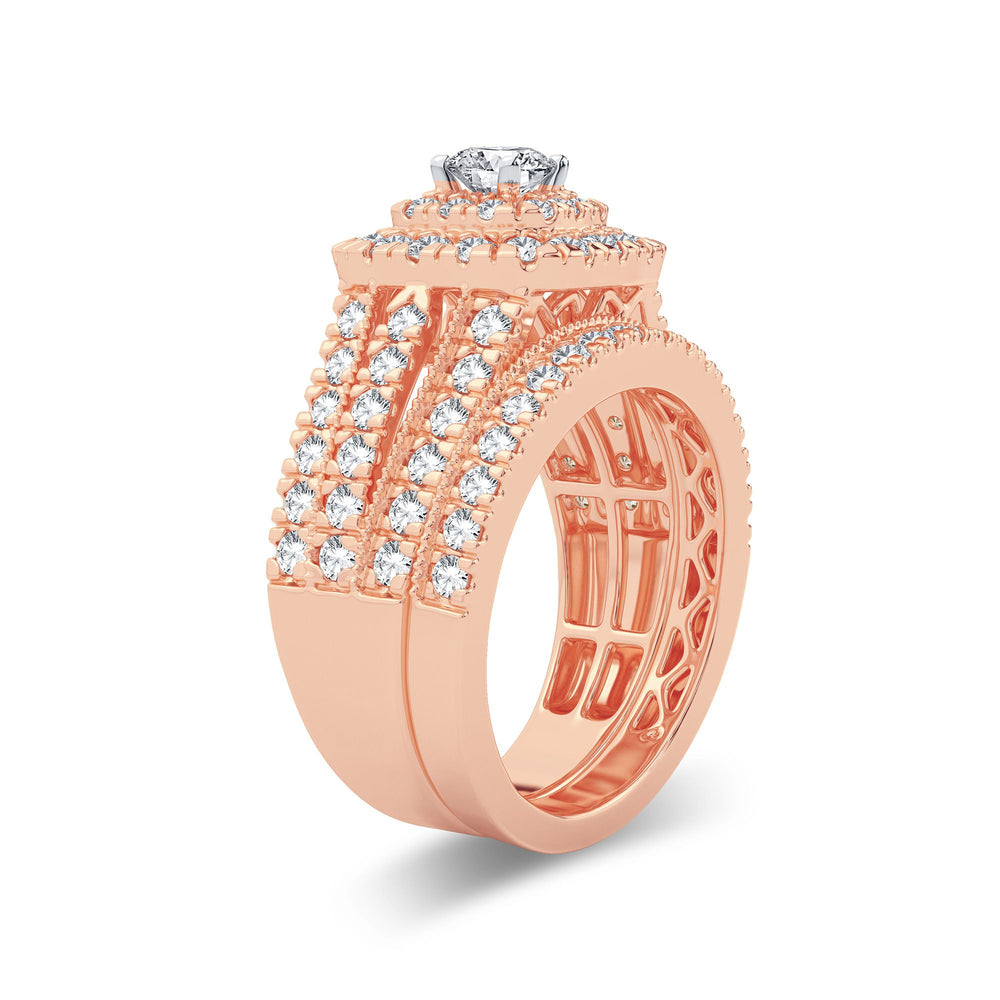 14k Rose Gold 2CT Lab Diamond Bridal Engagement Ring