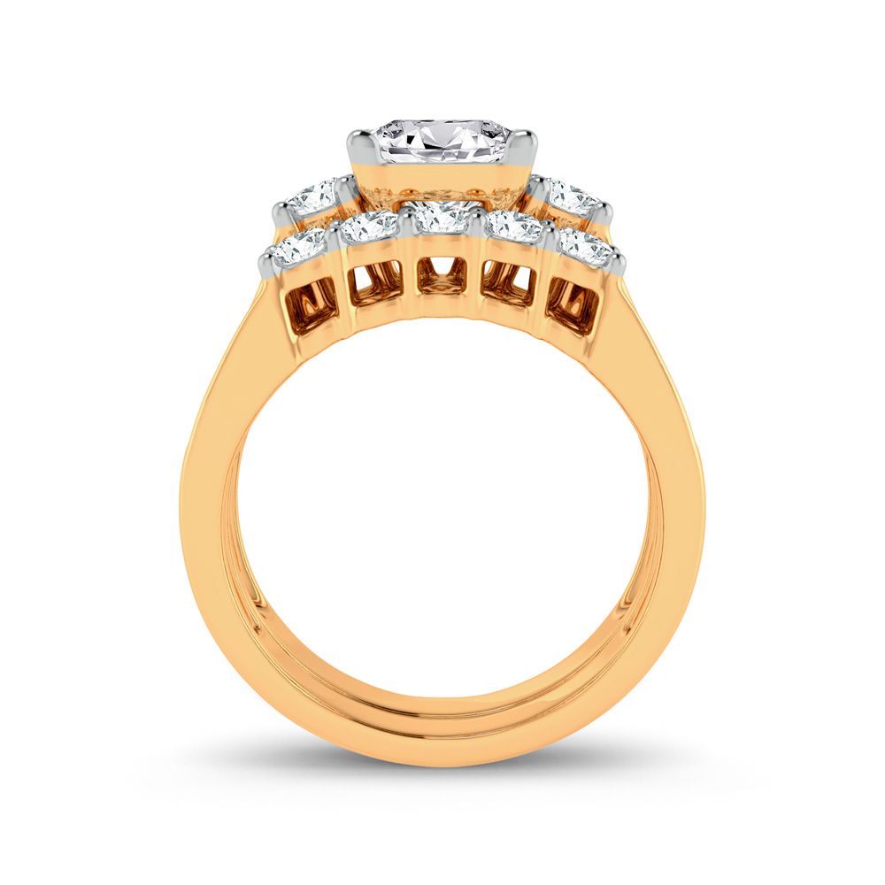 14k Yellow Gold 2.12ct Lab Diamond Bridal Ring