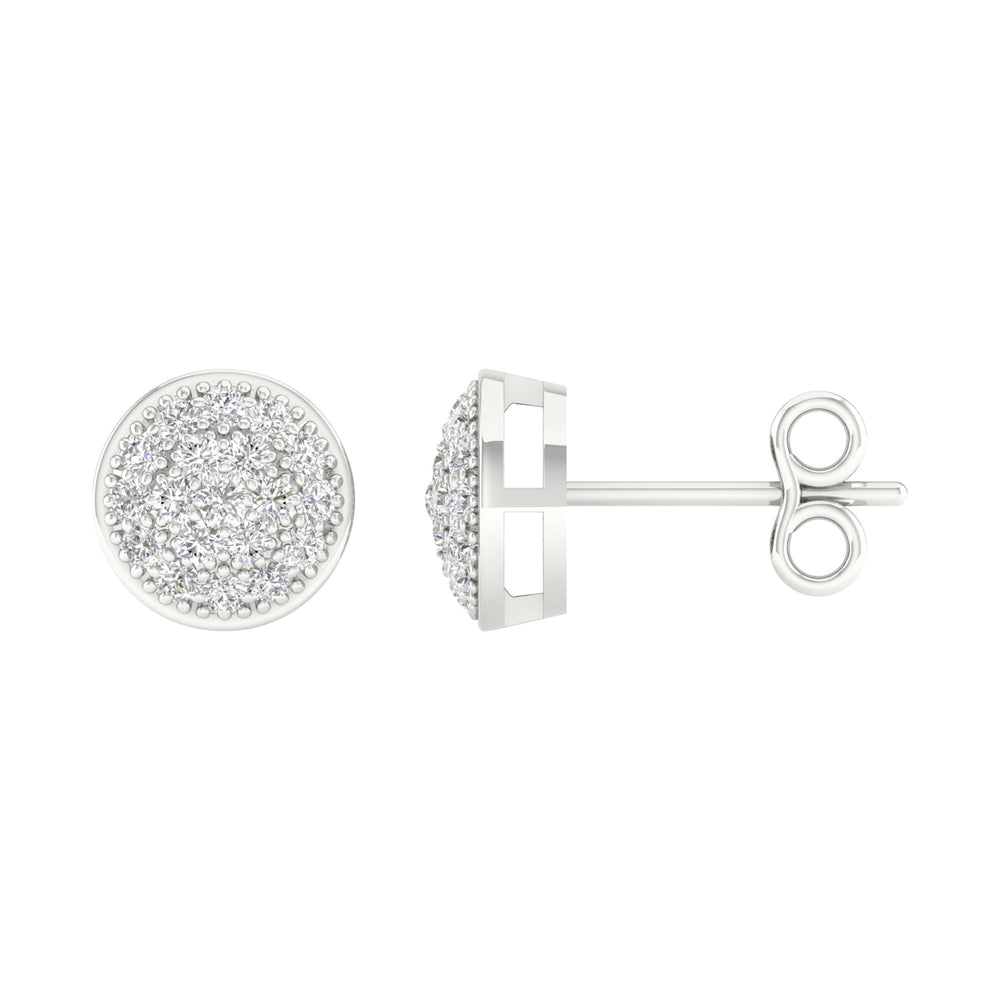 Chic 10k White Gold Lab Diamond Stud Earrings for Women