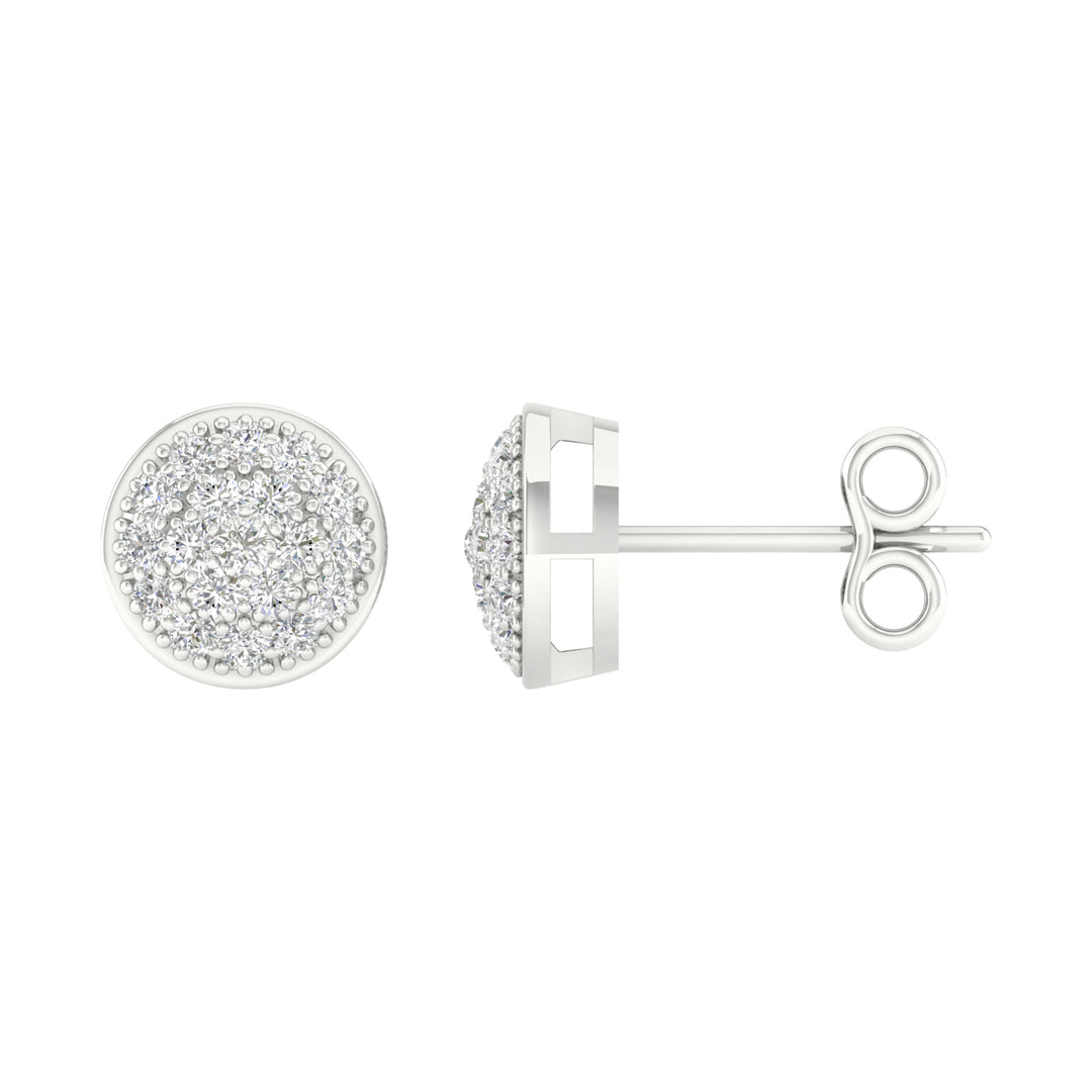 Chic 10k White Gold Lab Diamond Stud Earrings for Women