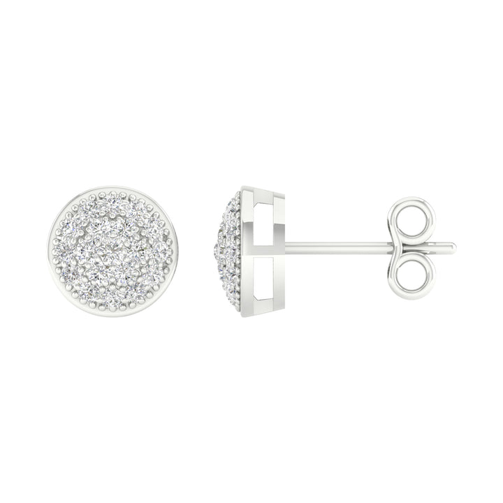 Chic 10k White Gold Lab Diamond Stud Earrings for Women