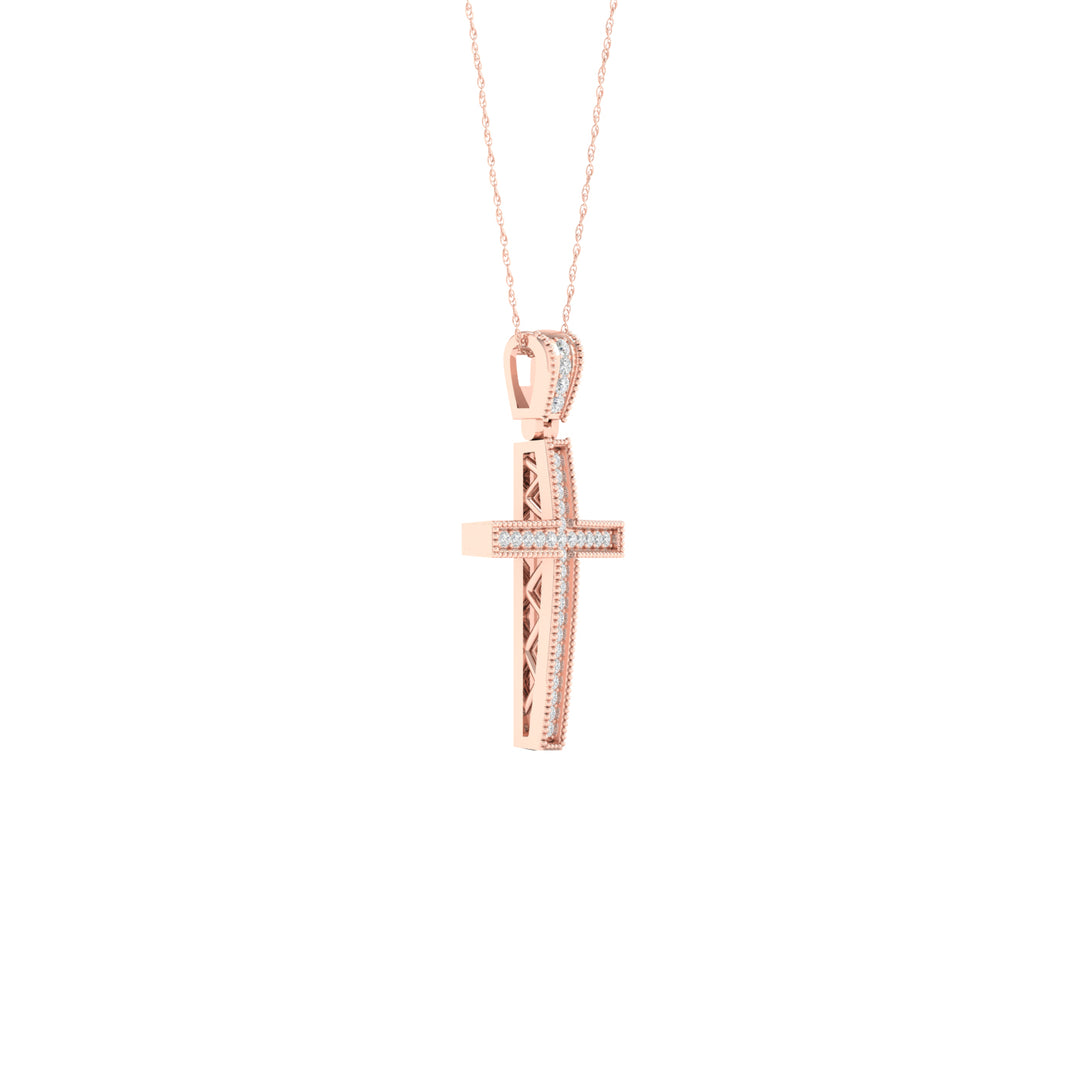 Romantic 10k Rose Gold Lab Diamond Pendant Necklace