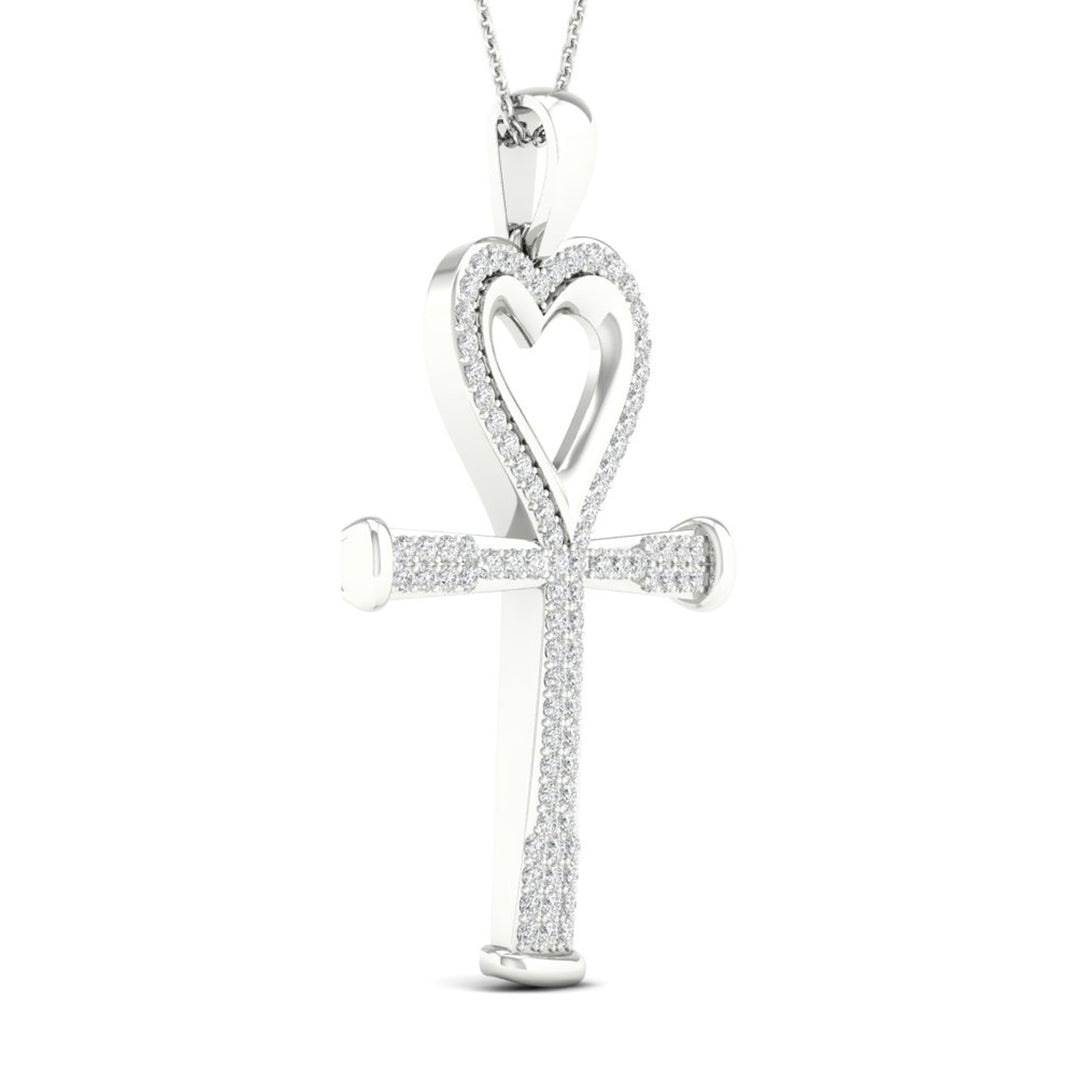 Luminous 10k White Gold Lab Diamond Pendant Necklace