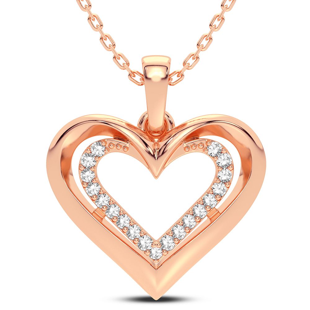 Delicate 14k Rose Gold Lab Diamond Womens Pendant