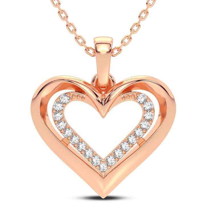 Delicate 14k Rose Gold Lab Diamond Womens Pendant