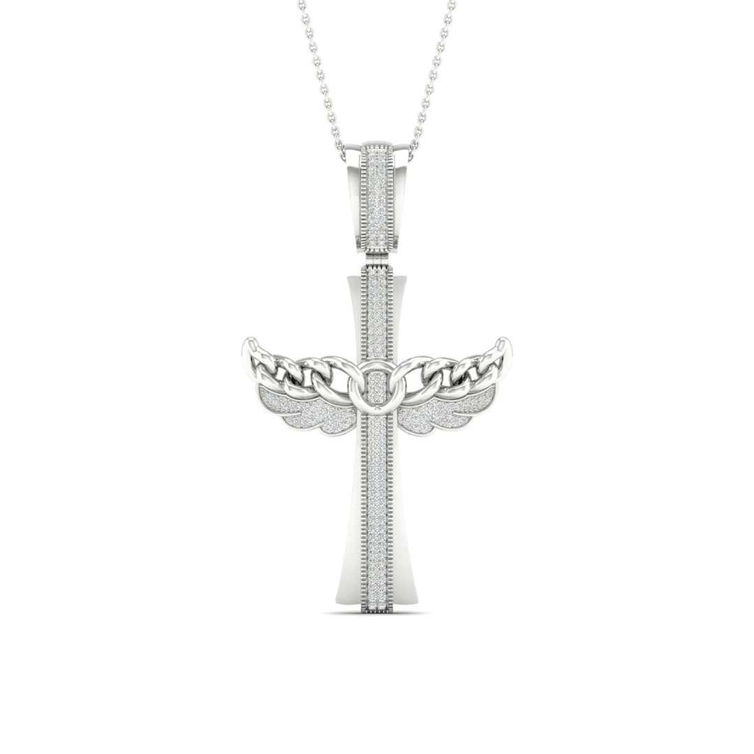 Luminous 10k White Gold Lab Diamond Religious Pendant
