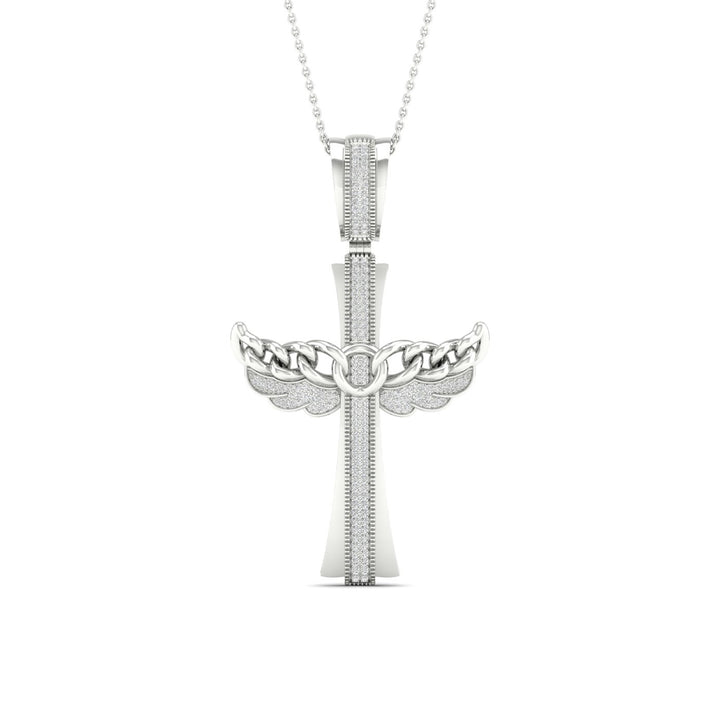 Luminous 10k White Gold Lab Diamond Religious Pendant