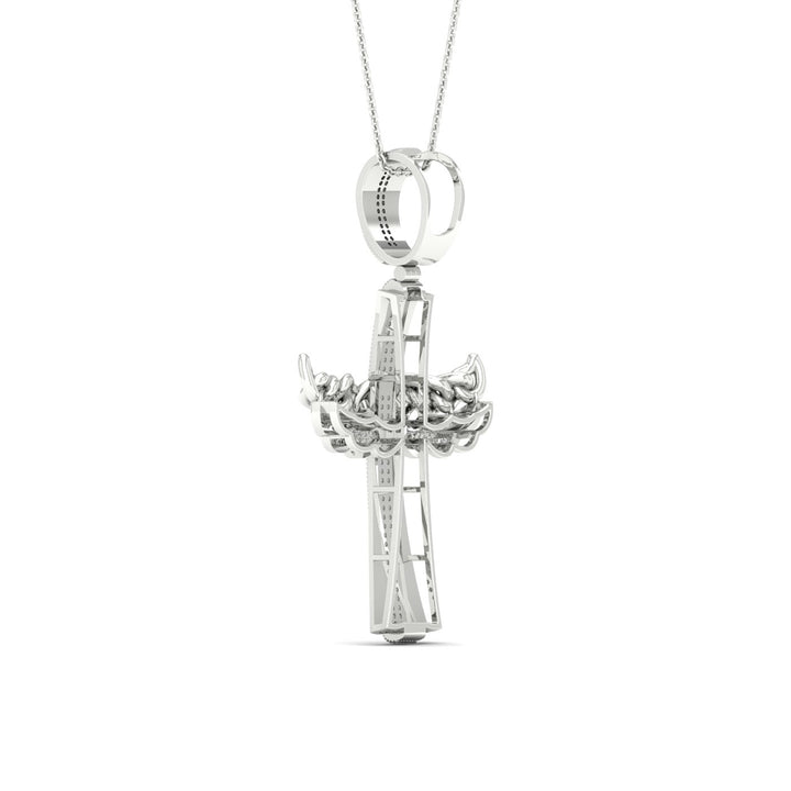 Luminous 10k White Gold Lab Diamond Religious Pendant