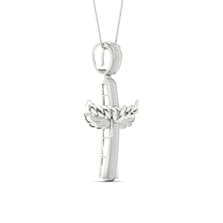 Luminous 10k White Gold Lab Diamond Religious Pendant