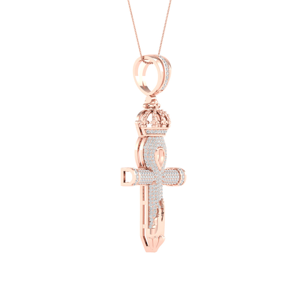 Romantic 10k Rose Gold 0.50CT Lab Diamond Pendant Necklace
