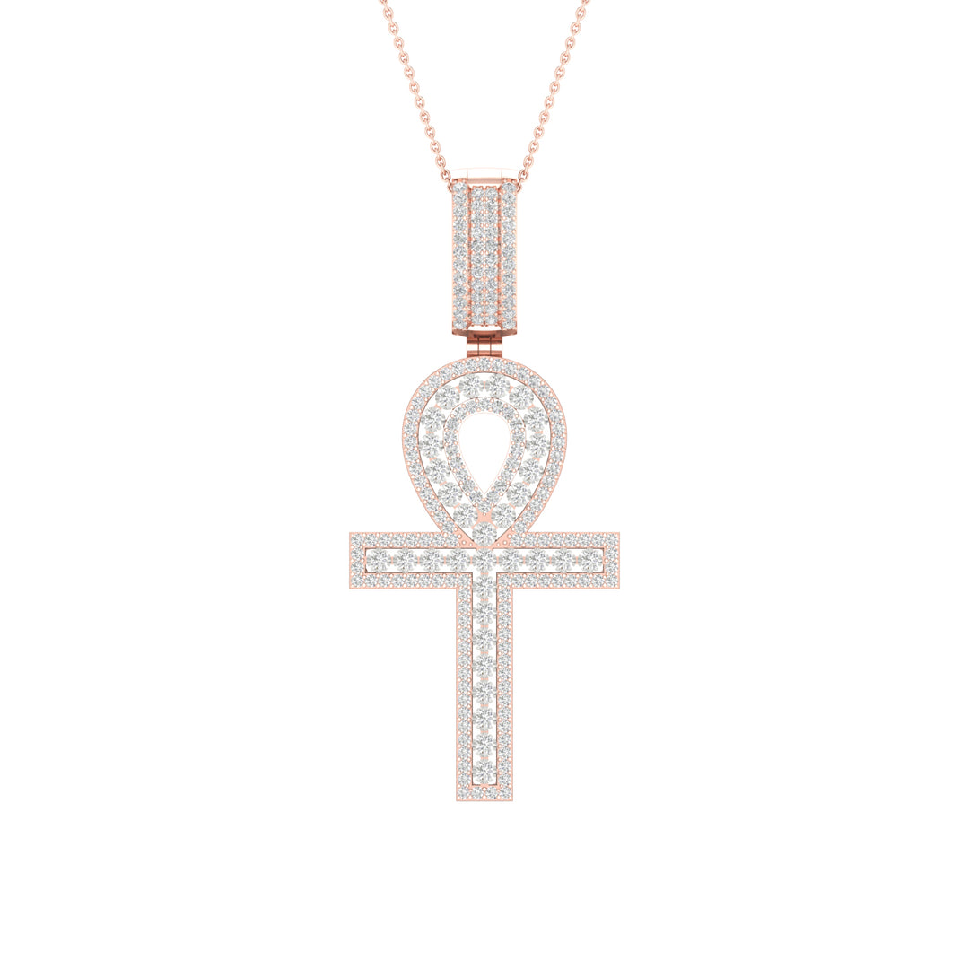 Romantic 10k Rose Gold 0.50CT Lab Diamond Pendant Necklace