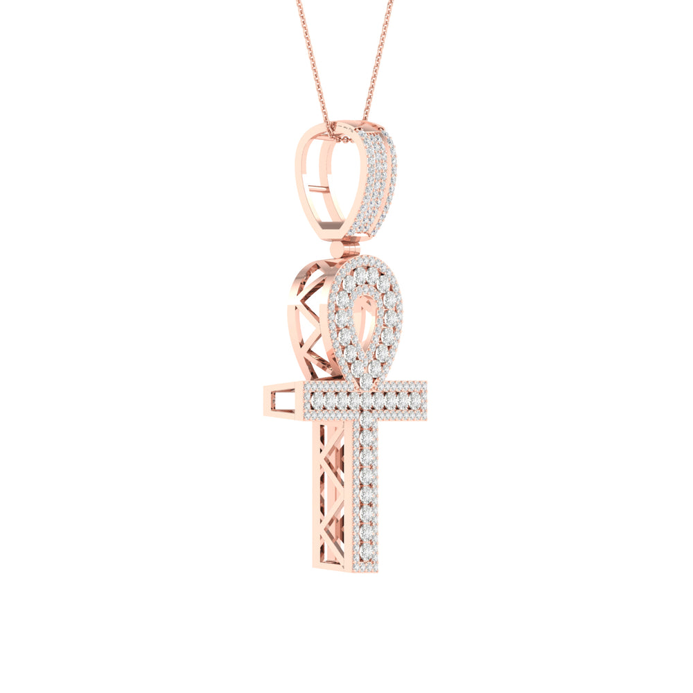Romantic 10k Rose Gold 0.50CT Lab Diamond Pendant Necklace
