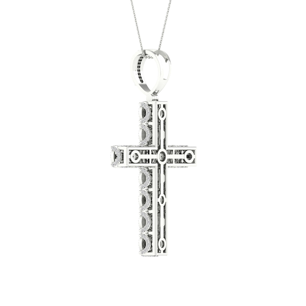 Luminous 10k White Gold 1CT Lab Diamond Pendant Necklace
