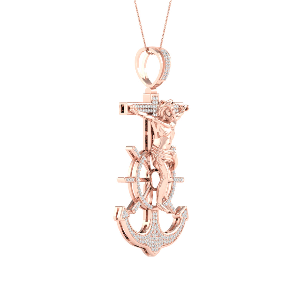 Romantic 10k Rose Gold 0.50CT Lab Diamond Pendant Necklace
