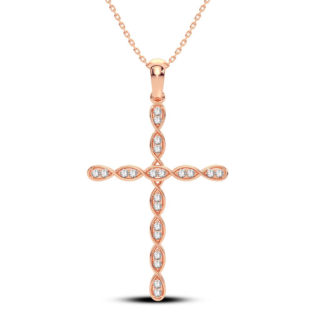 Romantic Rose Gold Lab Diamond Religious Pendant for Her