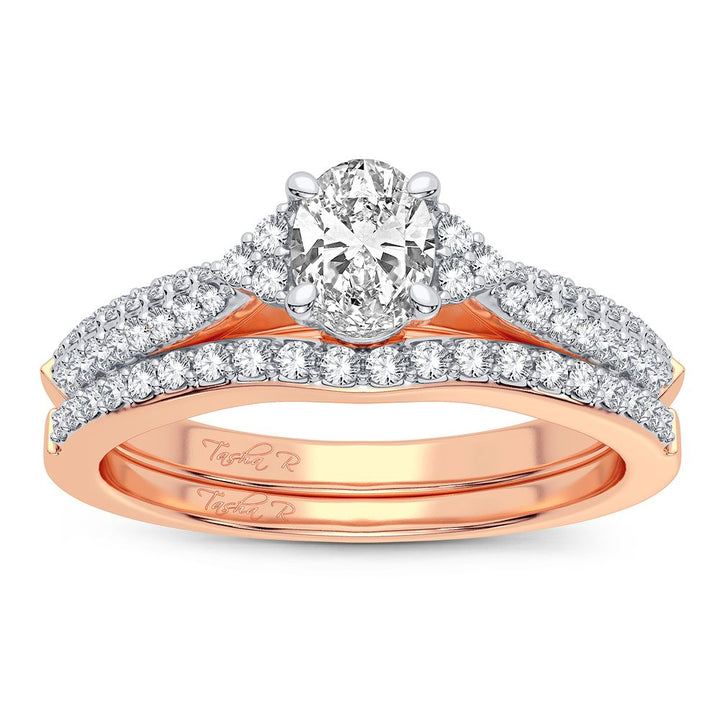 Romantic 14k Rose Gold Lab Diamond Bridal Ring