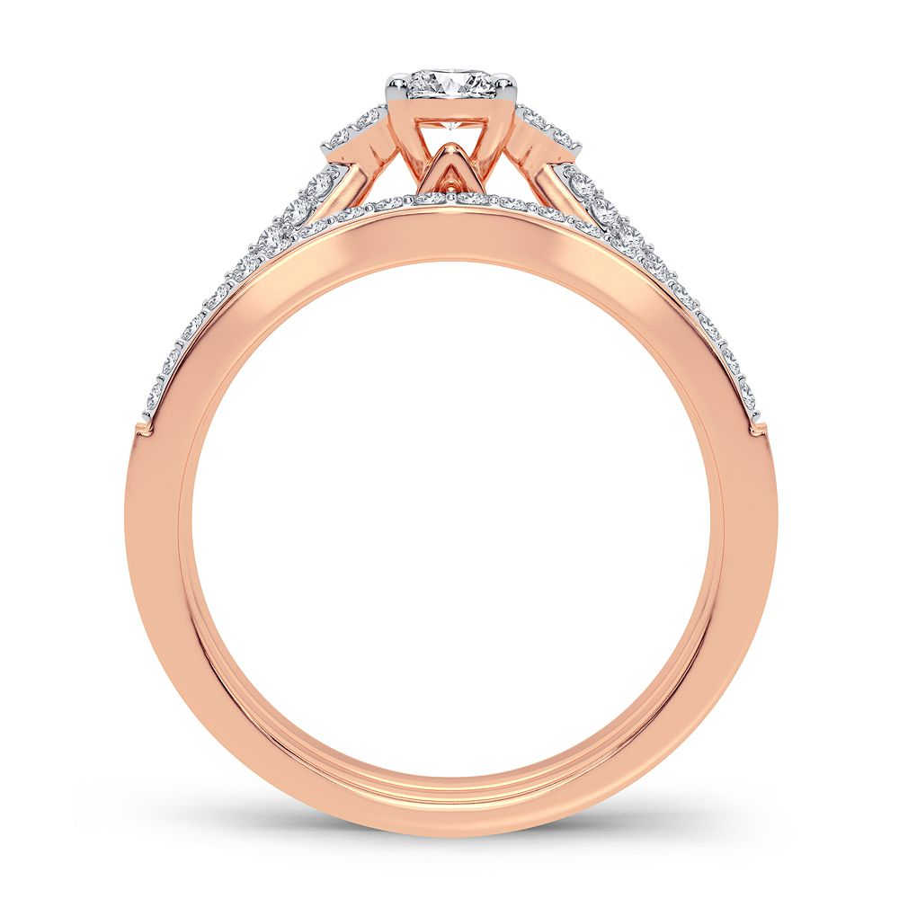 Romantic 14k Rose Gold Lab Diamond Bridal Ring