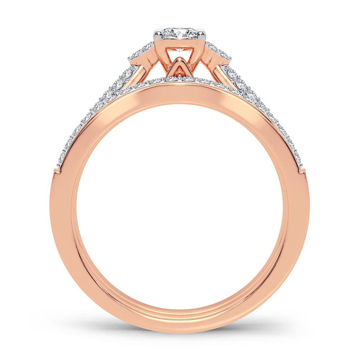 Romantic 14k Rose Gold Lab Diamond Bridal Ring