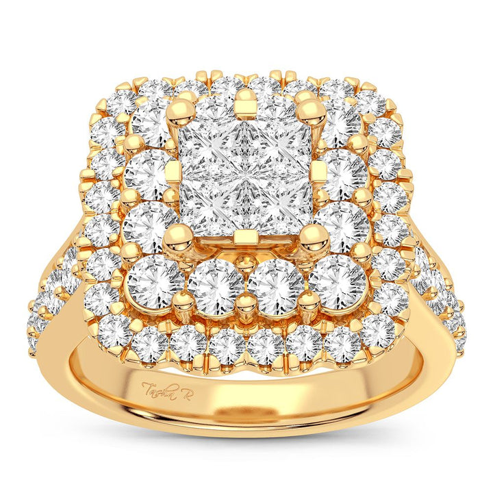 14K Yellow Gold 2CT Lab Diamond Bridal Engagement Ring