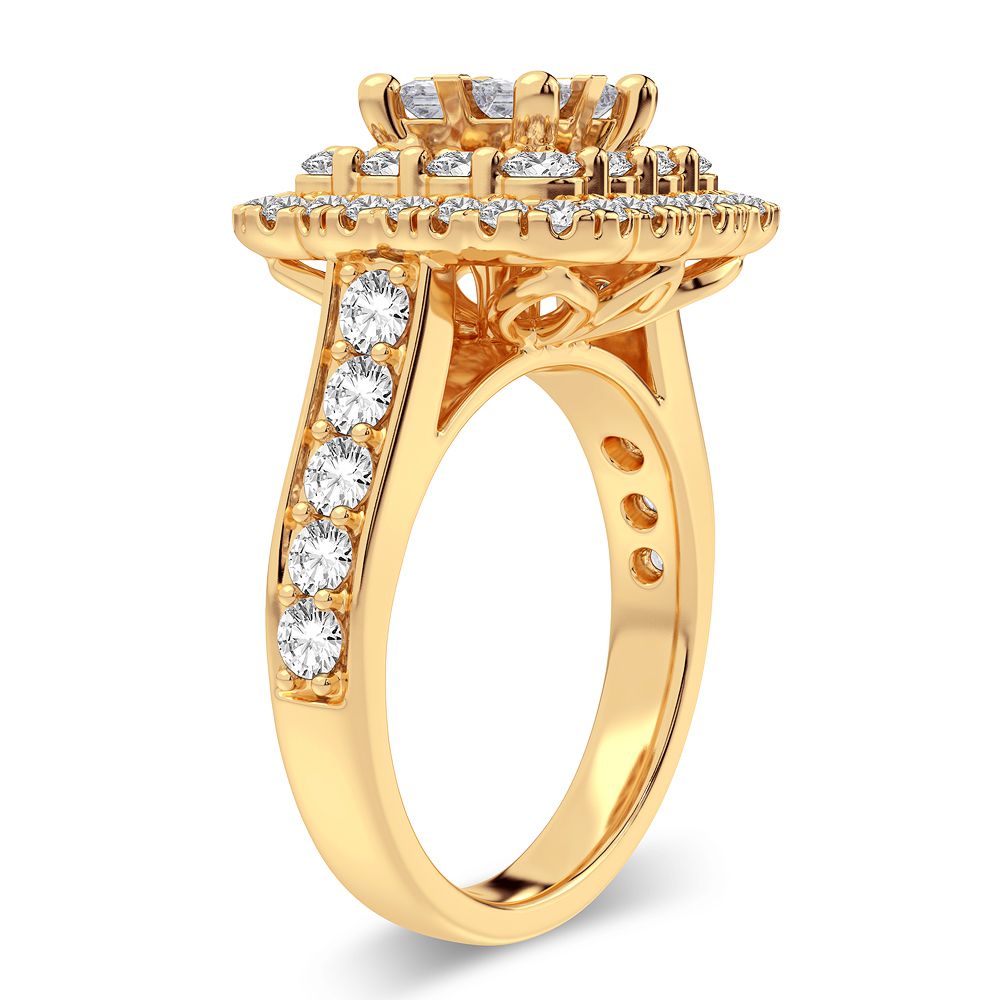 14K Yellow Gold 2CT Lab Diamond Bridal Engagement Ring