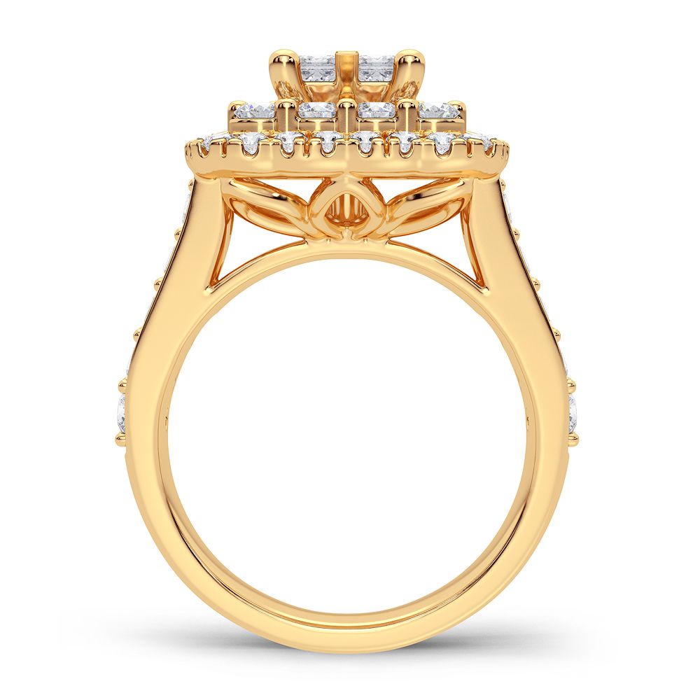 14K Yellow Gold 2CT Lab Diamond Bridal Engagement Ring