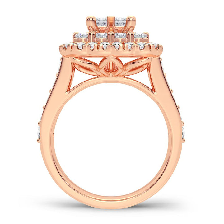 Romantic 14k Rose Gold 2CT Lab Diamond Bridal Ring