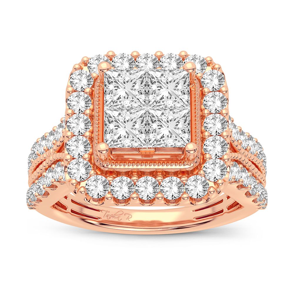 Romantic 14k Rose Gold Lab Diamond Engagement Ring 2CT