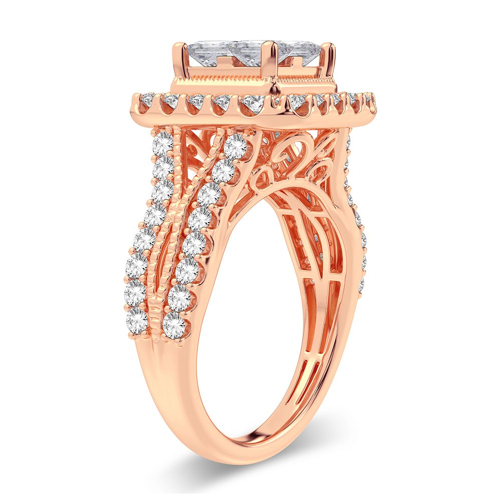 Romantic 14k Rose Gold Lab Diamond Engagement Ring 2CT