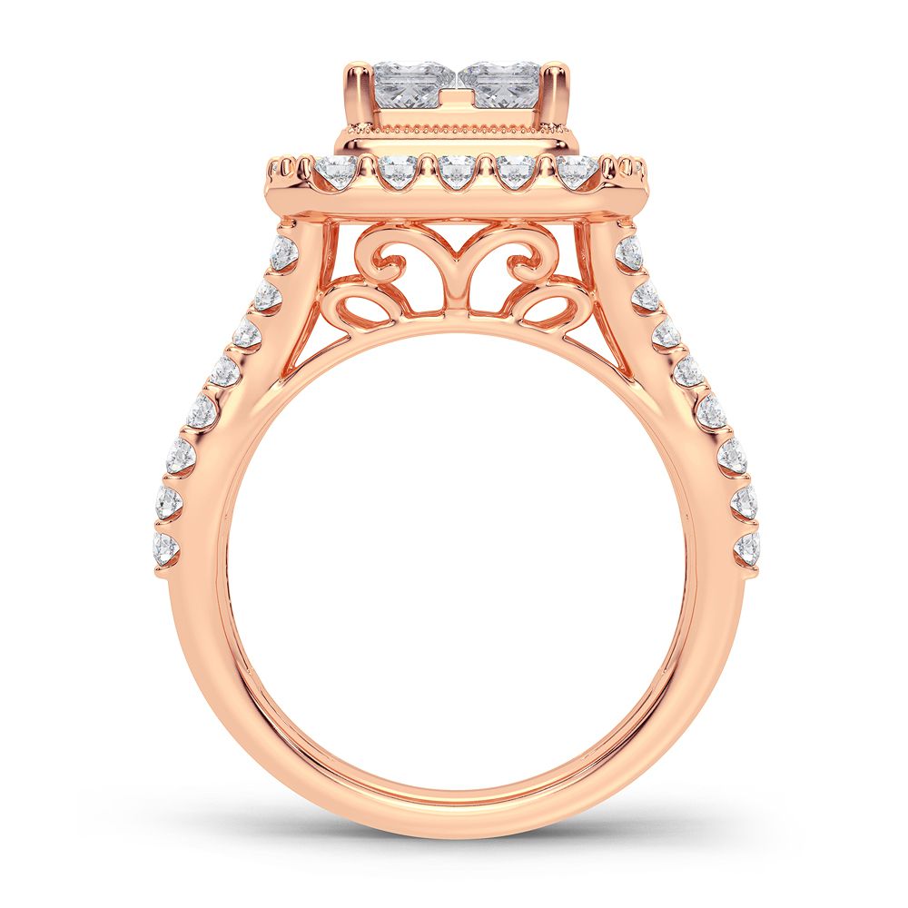 Romantic 14k Rose Gold Lab Diamond Engagement Ring 2CT