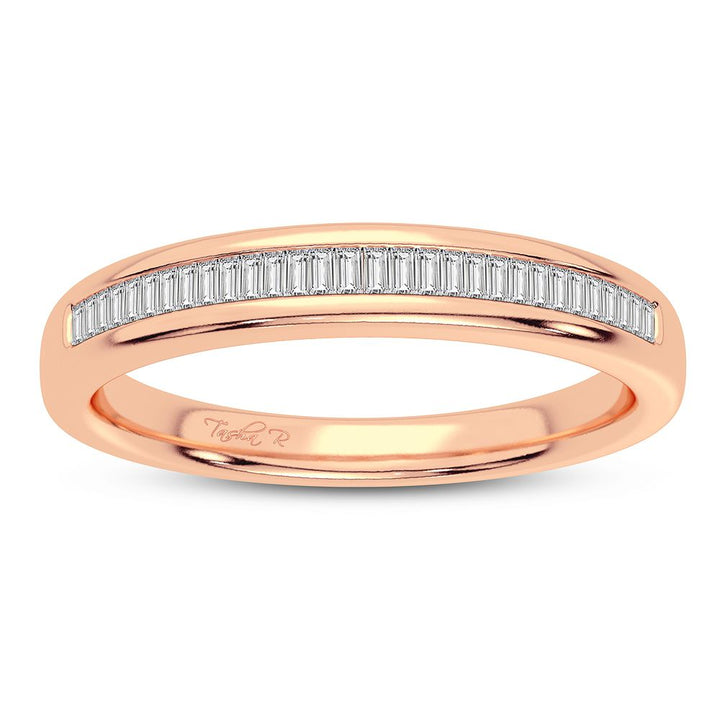 Delicate 10k Rose Gold 0.15CT Lab Diamond Womens Band