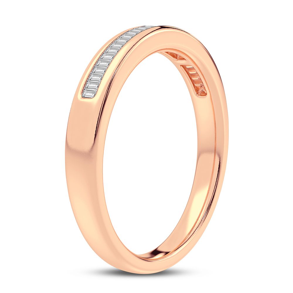Delicate 10k Rose Gold 0.15CT Lab Diamond Womens Band