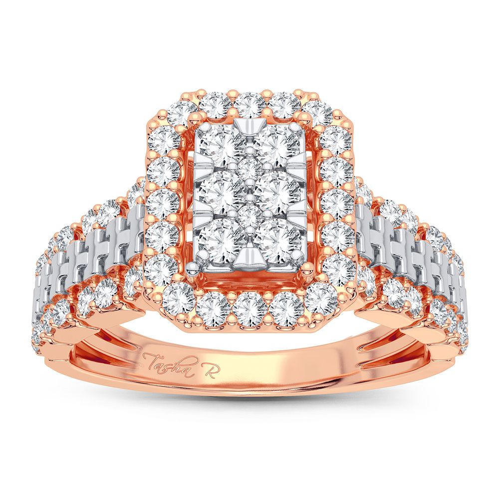 Chic 14k Rose Gold Lab Diamond Womens Statement Ring