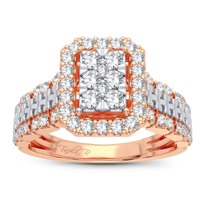Chic 14k Rose Gold Lab Diamond Womens Statement Ring