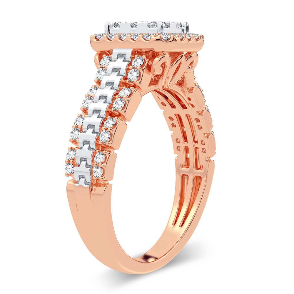 Chic 14k Rose Gold Lab Diamond Womens Statement Ring