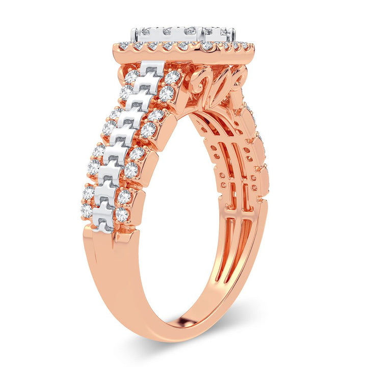 Chic 14k Rose Gold Lab Diamond Womens Statement Ring