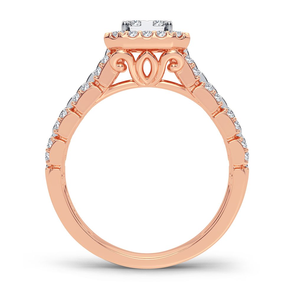 Chic 14k Rose Gold Lab Diamond Womens Statement Ring