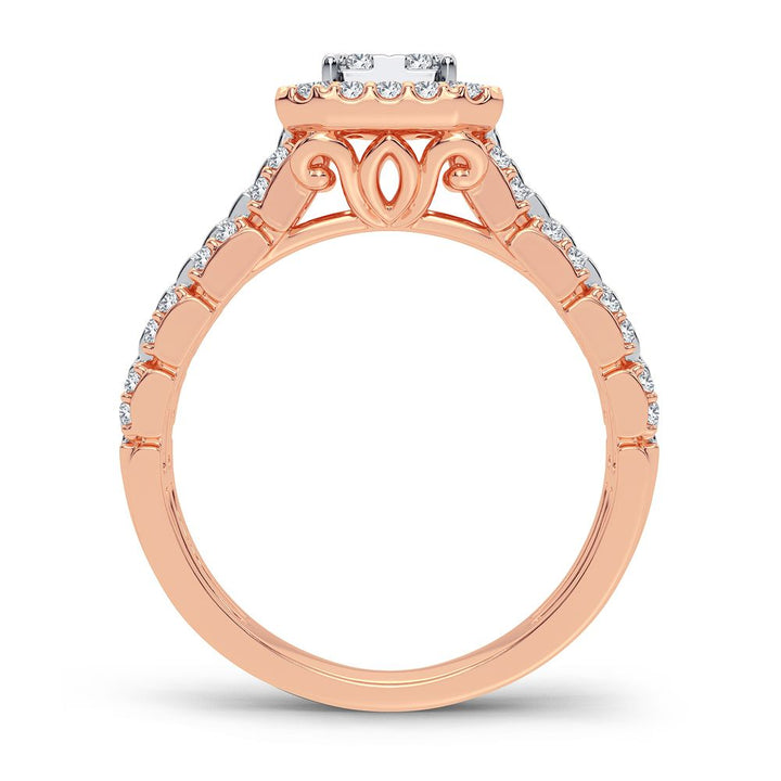 Chic 14k Rose Gold Lab Diamond Womens Statement Ring