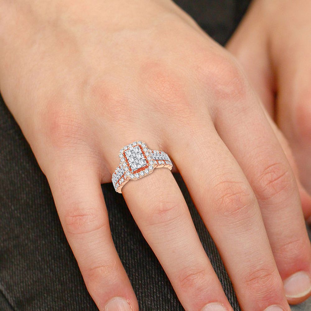 Chic 14k Rose Gold Lab Diamond Womens Statement Ring