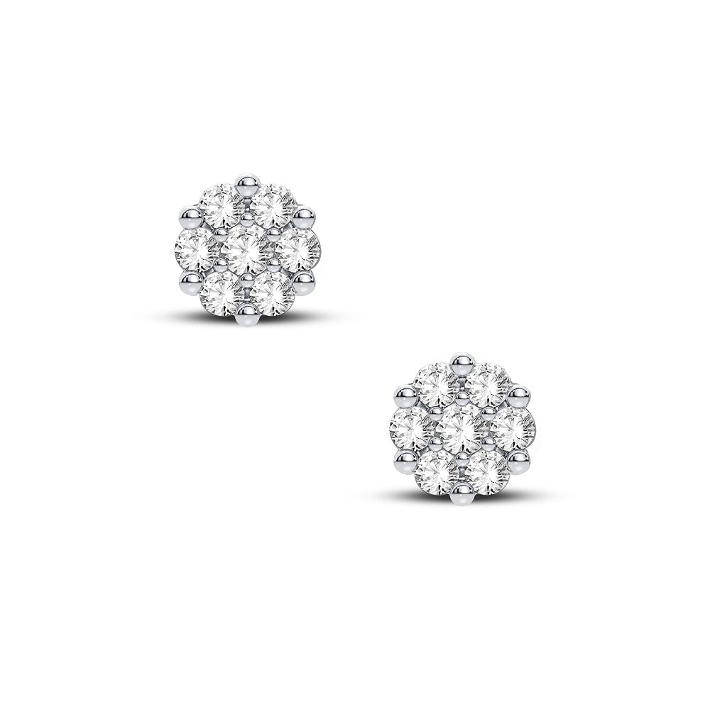 14k Rose Gold Lab Diamond Flower Earrings - Delicate Charm