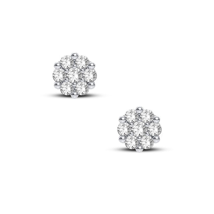14k Rose Gold Lab Diamond Flower Earrings - Delicate Charm