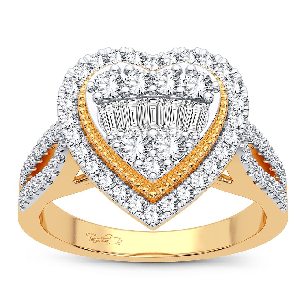 Chic 14K Yellow Gold 0.63CT Lab Diamond Womens Fashion Ring