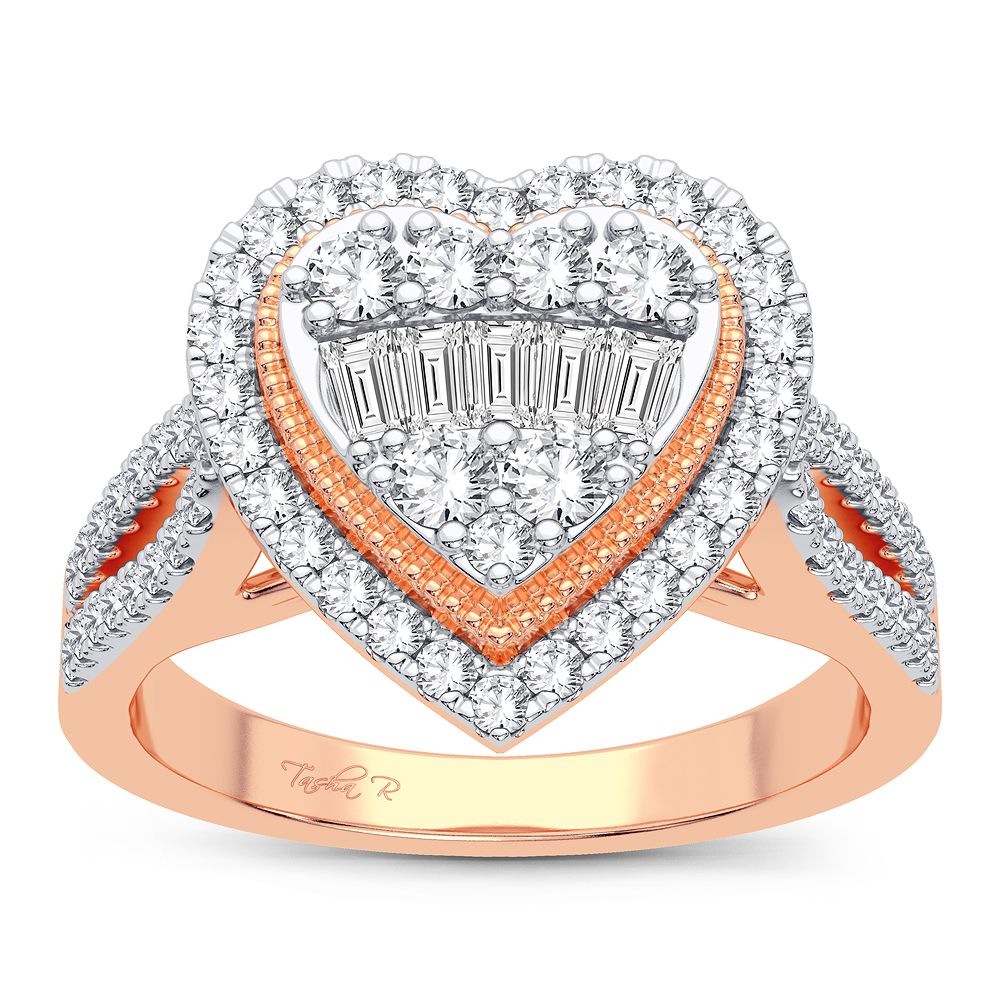 Chic 14k Rose Gold Lab Diamond Womens Fashion Ring